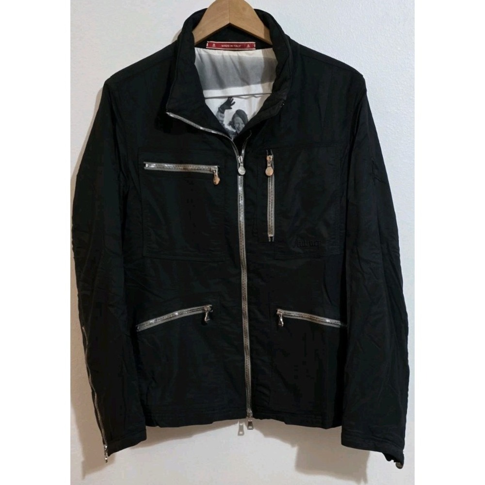 Authier Womens Front Zip Winter Ski Jacket Black Sz US 12 Made In Italy Pockets